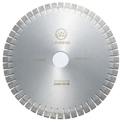 0.014in espesor de la cuchilla plata soldada 400 mm diamante horizontal de la cuchilla de sierra para el mármol