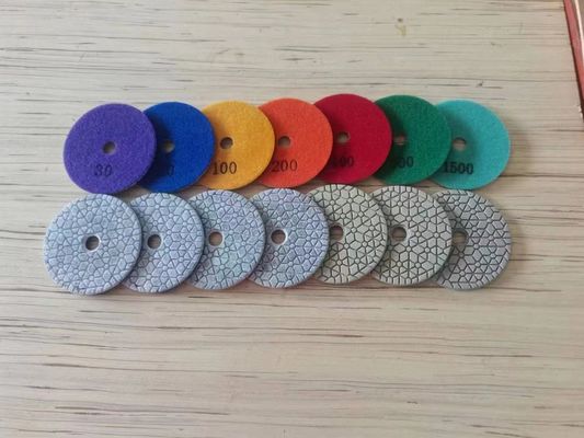 Granito Mármol Diamante Resina Polishing Pad Papel de arena húmedo Blanco Buff 3 Paso Pad 100mm 125mm Herramienta