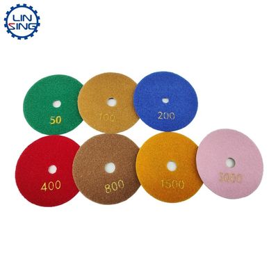 Granito Mármol Diamante Resina Polishing Pad Papel de arena húmedo Blanco Buff 3 Paso Pad 100mm 125mm Herramienta