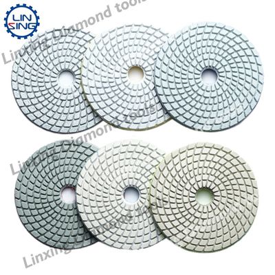 Granito Mármol Diamante Resina Polishing Pad Papel de arena húmedo Blanco Buff 3 Paso Pad 100mm 125mm Herramienta